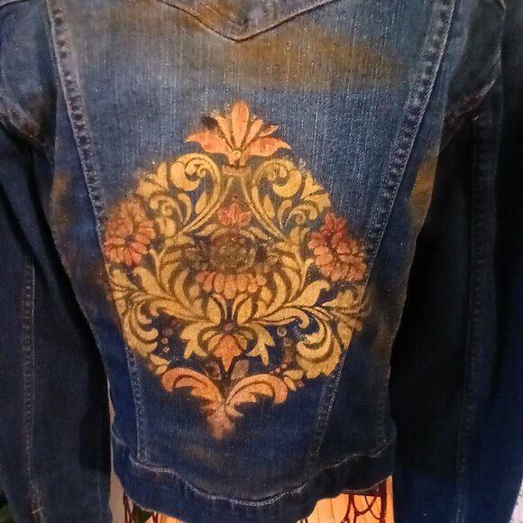 Jessica Simpson Jackets & Blazers - Artistic Stenciled Back Denim Jacket!